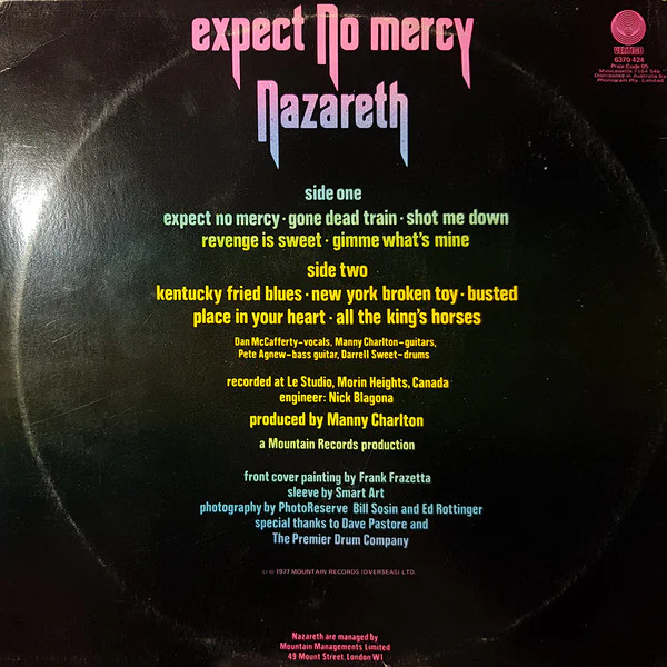 Nazareth – Expect No Mercy (VG/VG+) – LP, AU 1977 - Image 2