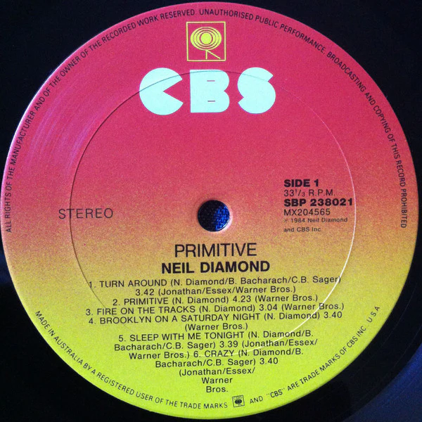 Neil Diamond – Primitive (VG+/VG+) – LP, AU 1984 - Image 7