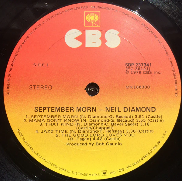 Neil Diamond – September Morn (VG+/VG+) – LP, AU 1979 - Image 6