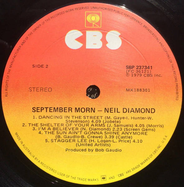 Neil Diamond – September Morn (VG+/VG+) – LP, AU 1979 - Image 7
