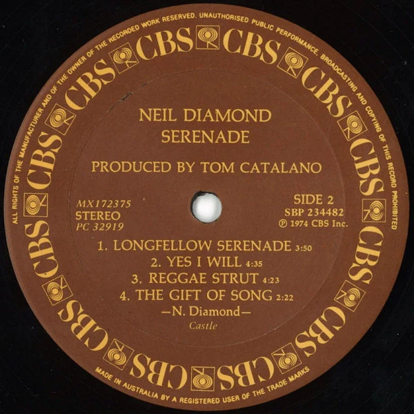 Neil Diamond – Serenade (VG+/VG+) – LP, AU 1974 - Image 4