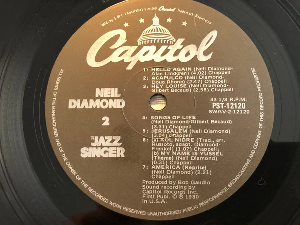 Neil Diamond – The Jazz Singer (Original Songs From The Motion Picture) (VG+/VG+) – LP, AU 1980 - Image 4