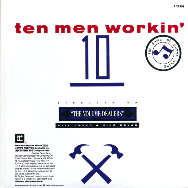 Neil Young, The Bluenotes – Ten Men Workin' (VG+/VG+) – 7", AU 1988 - Image 2