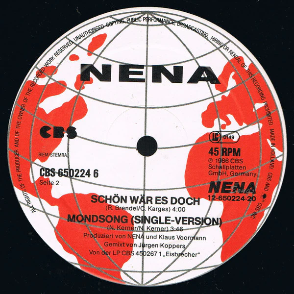 Nena – Mondsong (VG+/VG+) – 12", EU 1986 - Image 4