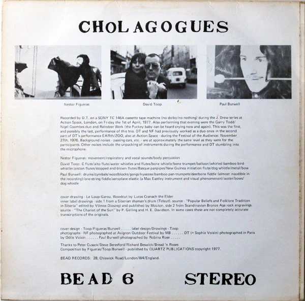 Nestor Figueras, David Toop, Paul Burwell – Cholagogues (E/VG+) – LP, UK 1977 - Image 3