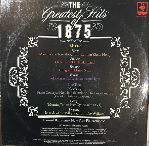New York Philharmonic – The Greatest Hits of 1875 (VG+/VG) – LP, AU 1978 - Image 2