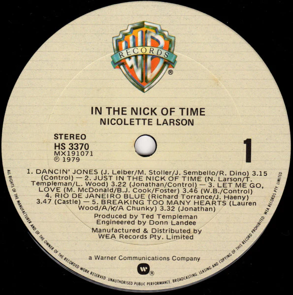 Nicolette Larson – In The Nick Of Time (E/VG+) – LP, AU 1979 - Image 3