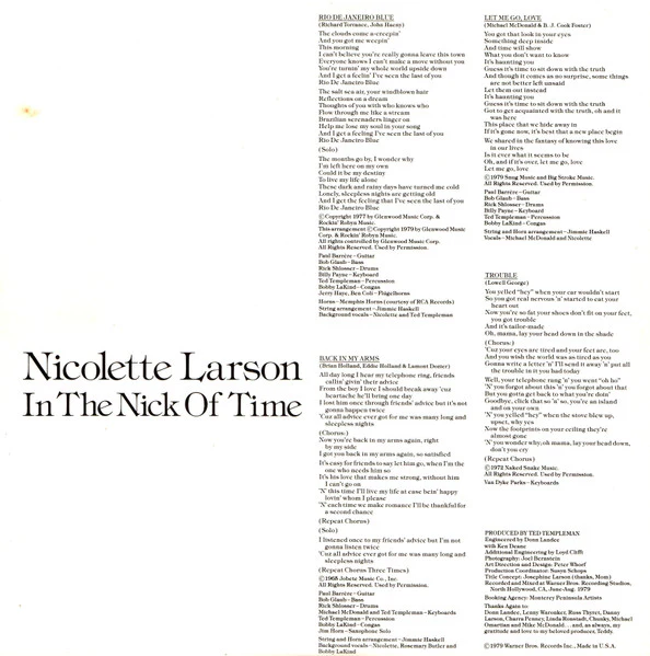 Nicolette Larson – In The Nick Of Time (E/VG+) – LP, AU 1979 - Image 5