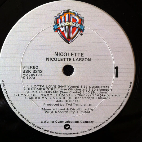 Nicolette Larson – Nicolette (E/VG+) – LP, AU 1978 - Image 4