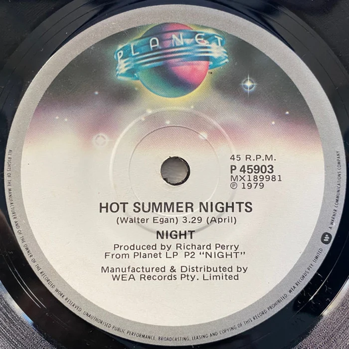 Night – Hot Summer Nights (E/Generic) – 7", AU 1979