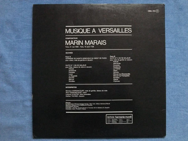 Nikolaus Harnoncourt, Marin Marais – Musique A Versailles-Marin Marais - Suites de Violes (NM/VG) – LP, FR - Image 2
