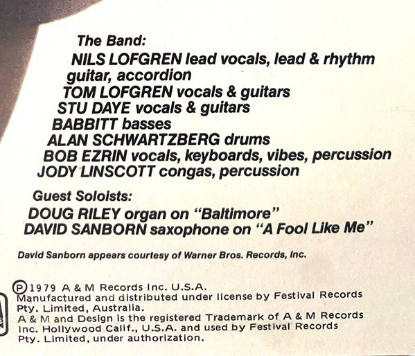 Nils Lofgren – Nils (VG+/VG+) – LP, AU 1979 - Image 4