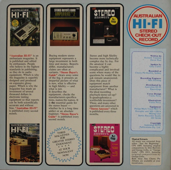 No Artist – Australian Hi-Fi Stereo Check-out Record (VG+/VG+) – LP, AU 1974 - Image 3
