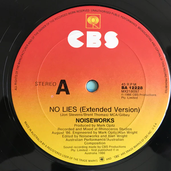 Noiseworks – No Lies (VG+/VG) – 12", AU 1986 - Image 3