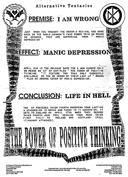 Nomeansno – The Power Of Positive Thinking (VG+/VG+) – 12", EU 1990 - Image 2