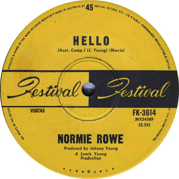 Normie Rowe – Hello (E/Generic) – 7", AU 1970