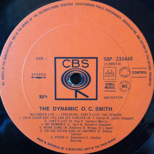 OC Smith – The Dynamic O. C. Smith - Recorded Live (E/E) – LP, AU 1967 - Image 3