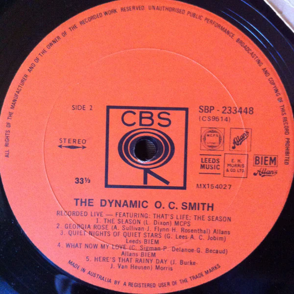 OC Smith – The Dynamic O. C. Smith - Recorded Live (E/E) – LP, AU 1967 - Image 4
