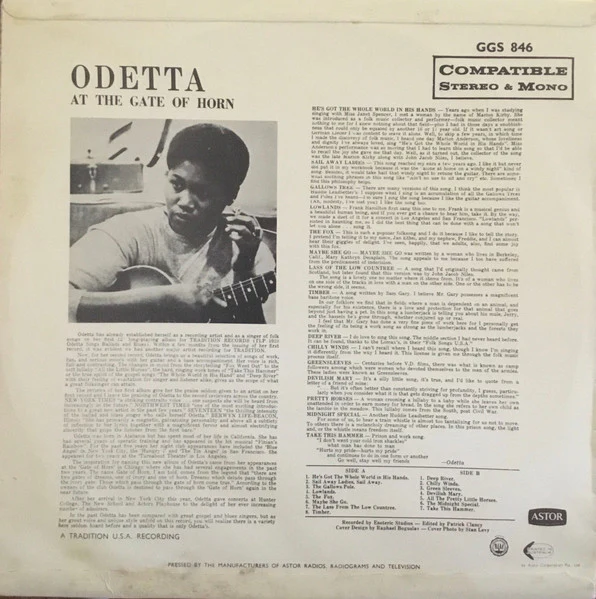 Odetta – At The Gate Of Horn (VG/VG+) – LP, AU 1967 - Image 2