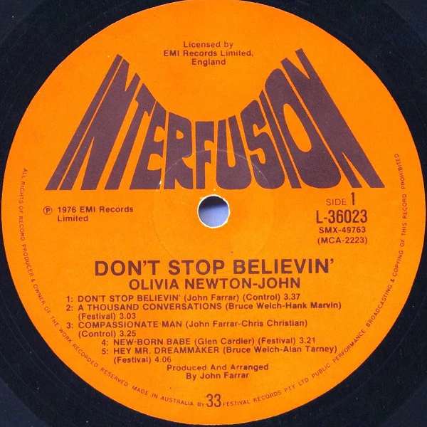 Olivia Newton-John – Don't Stop Believin' (E/VG+) – LP, AU 1976 - Image 3