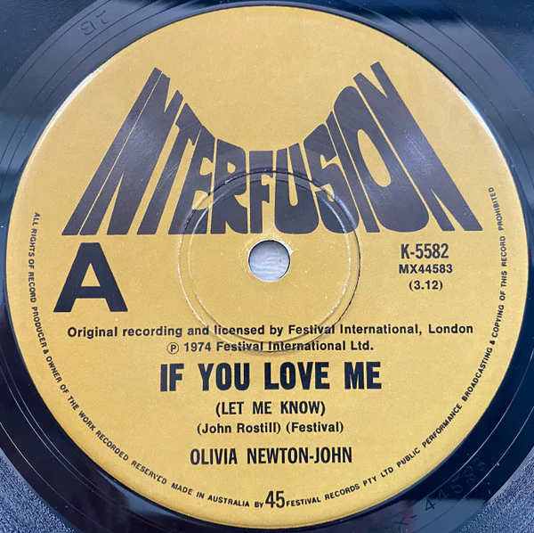 Olivia Newton-John – If You Love Me (Let Me Know) (VG+/Generic) – 7", AU 1974