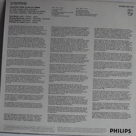 Olivier Messiaen – Quatuor Pour La Fin Du Temps (NM/E) – LP, NL 1980 - Image 2