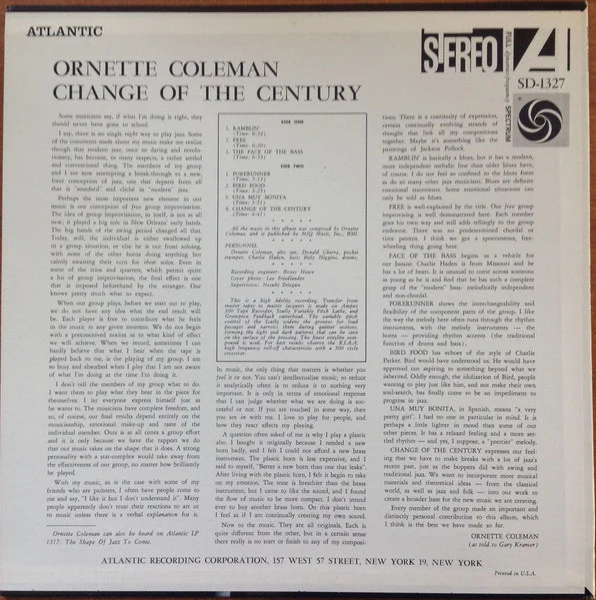 Ornette Coleman – Change Of The Century (VG+/VG+) – LP, US - Image 2