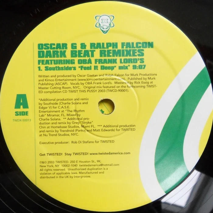 Oscar G & Ralph Falcon – Dark Beat (Remixes) (VG/Generic) – 2x12", US 2003