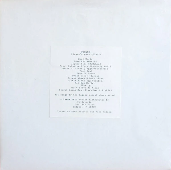 Pagans – Pirate's Cove 9/24/79 (VG+/VG+) – LP, US 1996