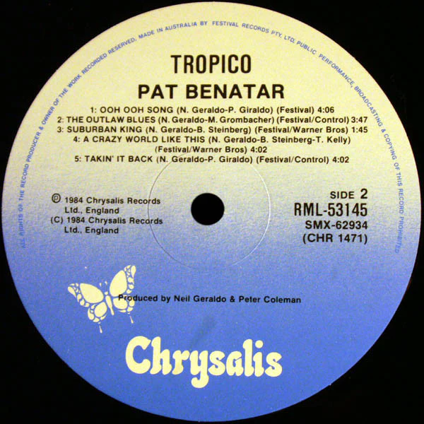 Pat Benatar – Tropico (VG+/VG+) – LP, AU 1984 - Image 4
