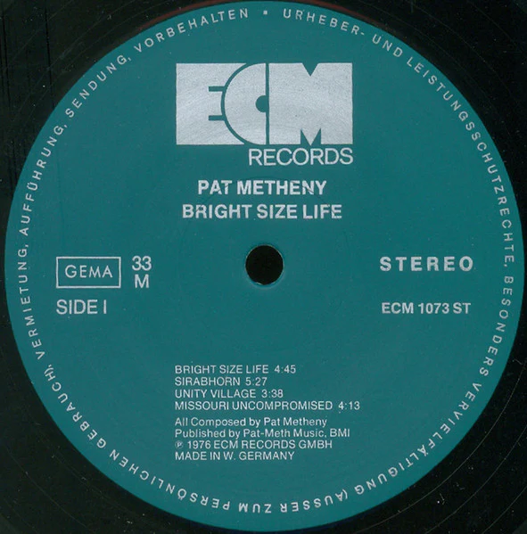 Pat Metheny – Bright Size Life (VG+/VG) – LP, DE 1976 - Image 3