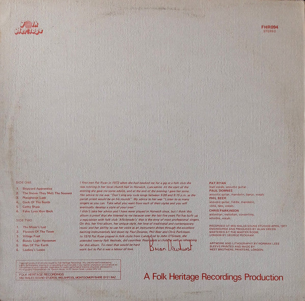 Pat Ryan – Leaboy's Lassie (NM/VG+) – LP, UK 1977 - Image 2