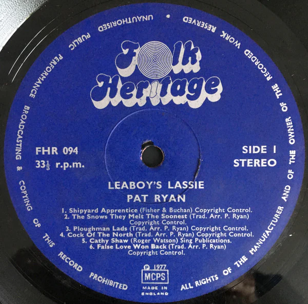 Pat Ryan – Leaboy's Lassie (NM/VG+) – LP, UK 1977 - Image 3