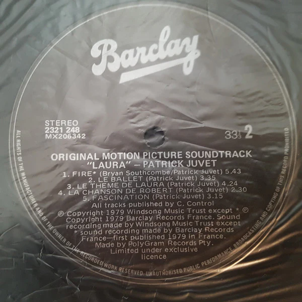 Patrick Juvet – Laura - Original Soundtrack (VG/VG+) – LP, AU - Image 4