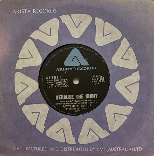Patti Smith Group – Because The Night / God Speed (VG/Generic) – 7", AU 1978 - Image 3