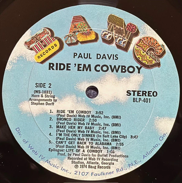 Paul Davis – Ride 'Em Cowboy (VG/VG+) – LP, US 1974 - Image 5