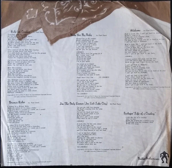 Paul Davis – Ride 'Em Cowboy (VG/VG+) – LP, US 1974 - Image 7