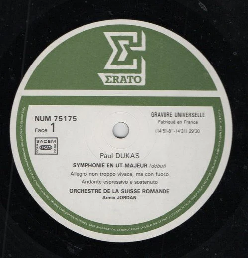 Paul Dukas, L'Orchestre De La Suisse Romande, Armin Jordan – La Péri - Symphonie En Ut Majeur (VG+/VG+) – LP, FR 1985 - Image 2