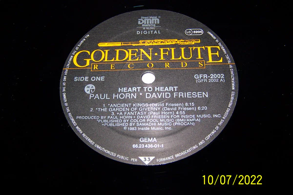 Paul Horn, David Friesen – Heart To Heart (VG+/VG+) – LP, DE 1983 - Image 4