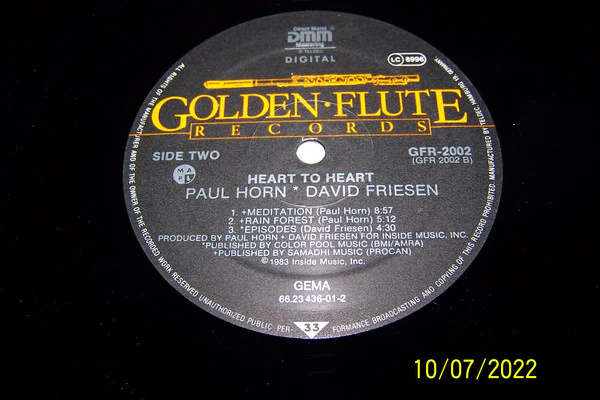 Paul Horn, David Friesen – Heart To Heart (VG+/VG+) – LP, DE 1983 - Image 5