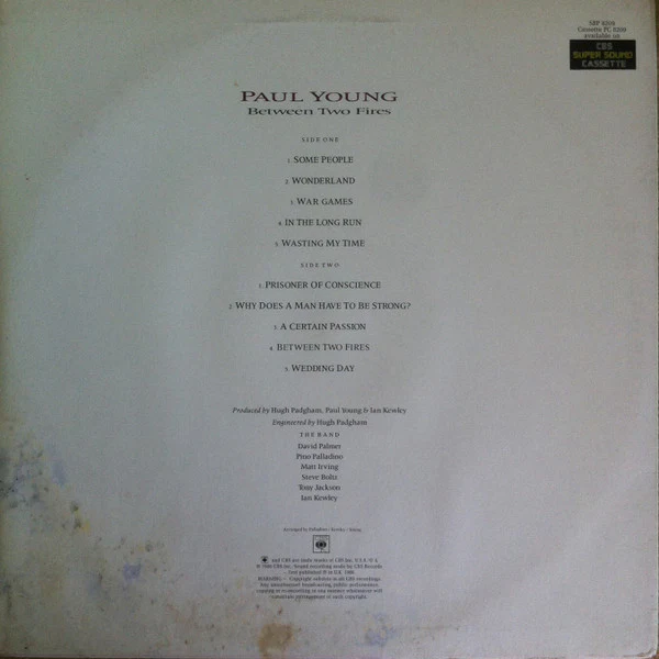 Paul Young – Between Two Fires (E/VG+) – LP, AU 1986 - Image 2