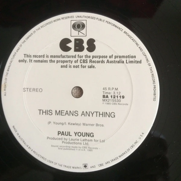 Paul Young – Every Time You Go Away (Extended Remix Version) (E/E) – 12", AU 1985 - Image 4