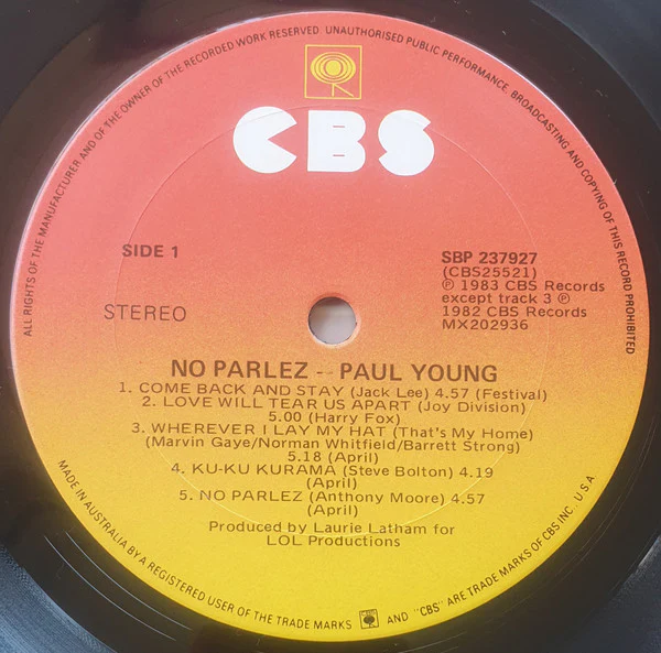 Paul Young – No Parlez (VG/VG+) – LP, AU 1983 - Image 3