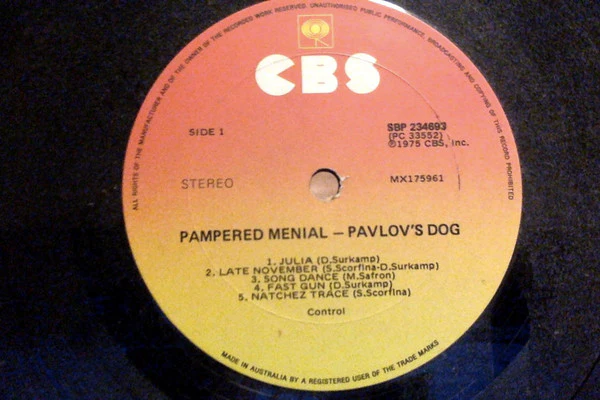 Pavlov's Dog – Pampered Menial (VG+/VG+) – LP, AU 1975 - Image 3