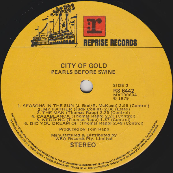 Tom Rapp, Pearls Before Swine – City Of Gold (VG+/VG+) – LP, AU 1979 - Image 3