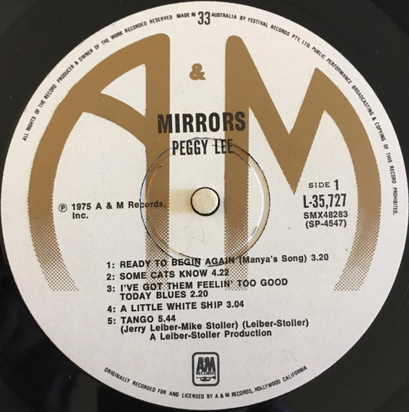 Peggy Lee – Mirrors (VG+/VG+) – LP, AU 1975 - Image 2