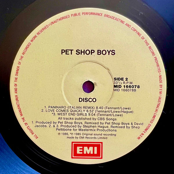 Pet Shop Boys – Disco (VG/VG+) – LP, AU 1986 - Image 4