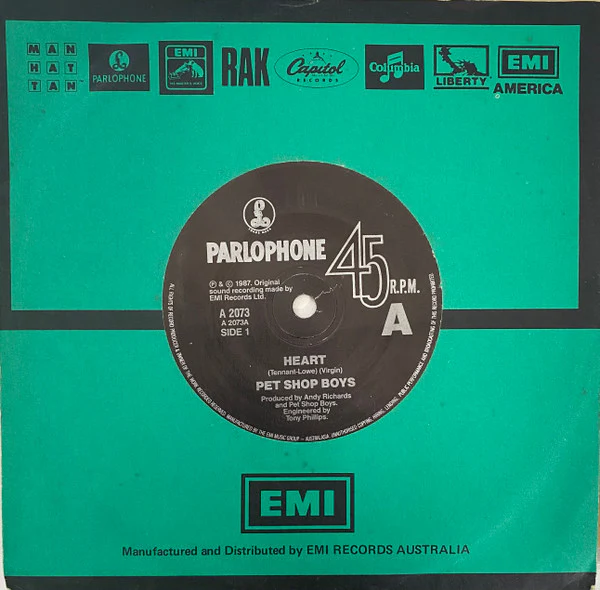 Pet Shop Boys – Heart (VG/Generic) – 7", AU 1988