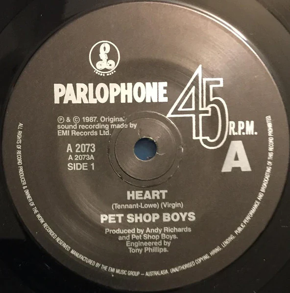 Pet Shop Boys – Heart (VG/Generic) – 7", AU 1988 - Image 3