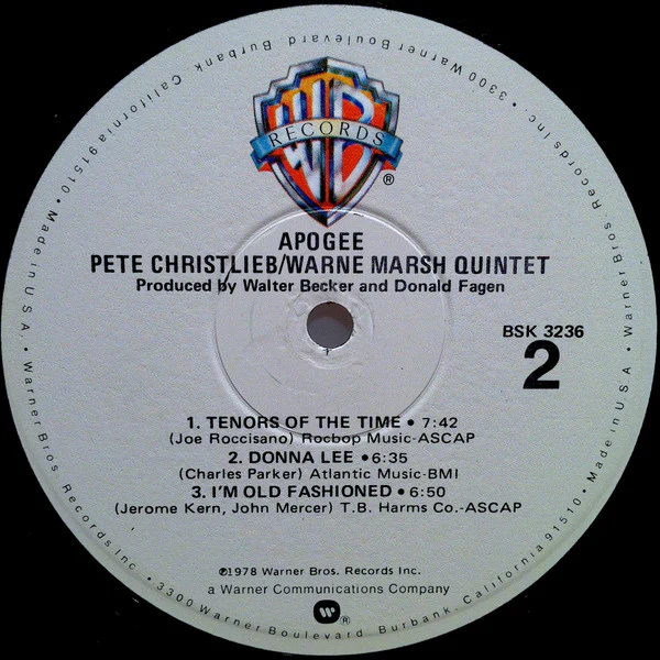 Pete Christlieb / Warne Marsh Quintet – Apogee (VG+/VG+) – LP, US 1978 - Image 4